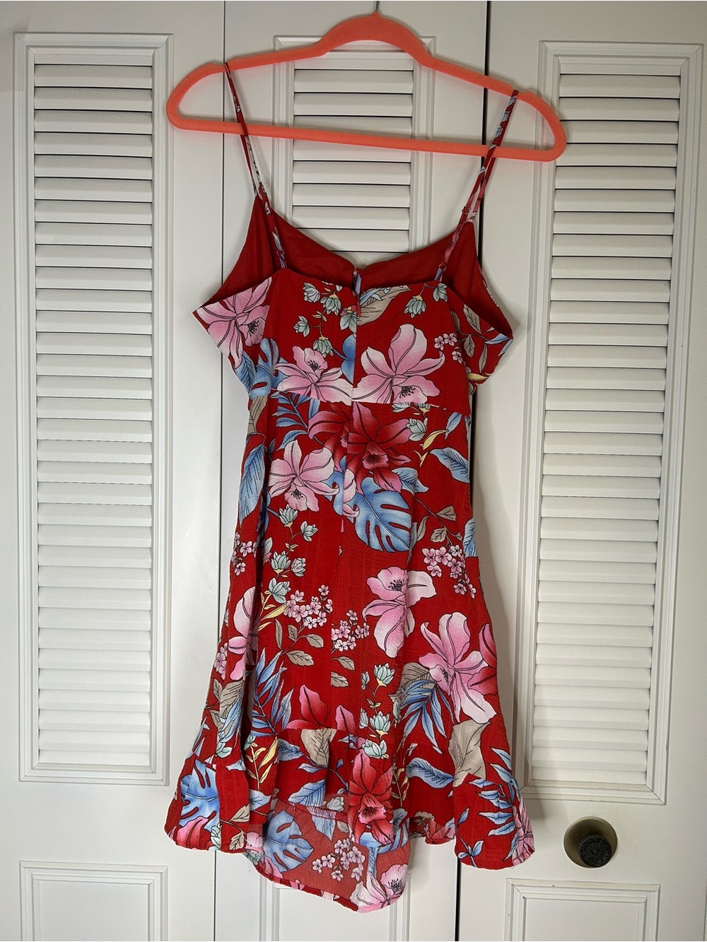 Forever 21 Red Floral Ruffle-Hem Mini Dress - Picture 3 of 3